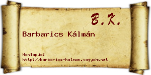 Barbarics Kálmán névjegykártya