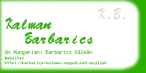 kalman barbarics business card